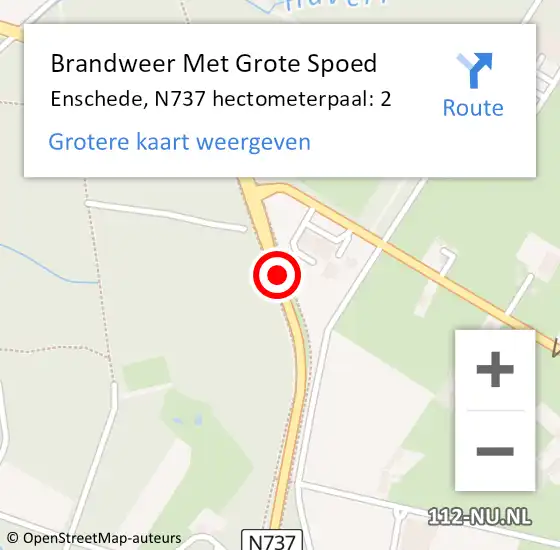 Locatie op kaart van de 112 melding: Brandweer Met Grote Spoed Naar Enschede, N737 hectometerpaal: 2 op 26 februari 2024 22:17