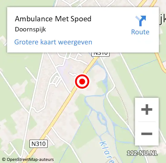 Locatie op kaart van de 112 melding: Ambulance Met Spoed Naar Doornspijk op 26 februari 2024 22:19