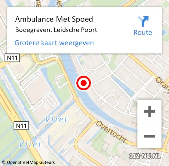 Locatie op kaart van de 112 melding: Ambulance Met Spoed Naar Bodegraven, Leidsche Poort op 26 februari 2024 22:24