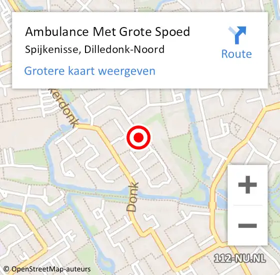 Locatie op kaart van de 112 melding: Ambulance Met Grote Spoed Naar Spijkenisse, Dilledonk-Noord op 26 februari 2024 22:24