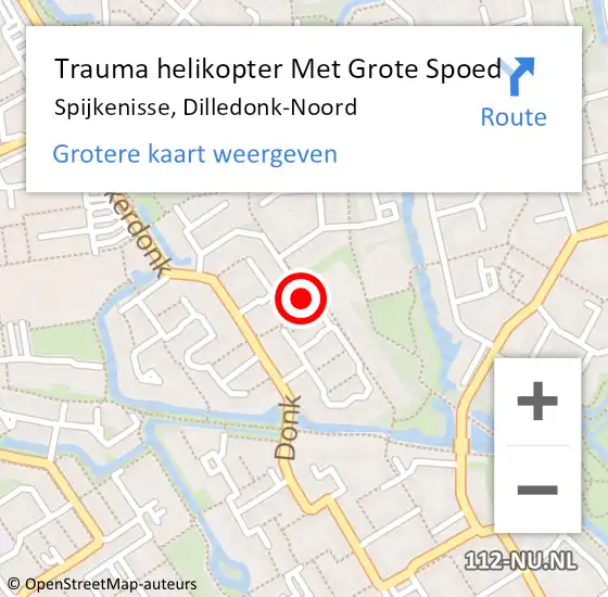 Locatie op kaart van de 112 melding: Trauma helikopter Met Grote Spoed Naar Spijkenisse, Dilledonk-Noord op 26 februari 2024 22:25
