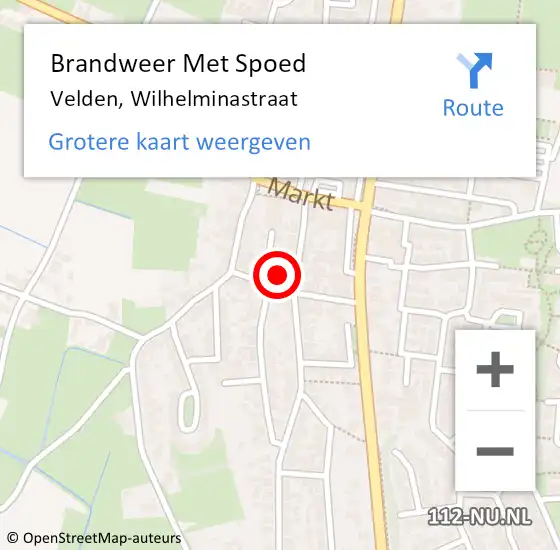 Locatie op kaart van de 112 melding: Brandweer Met Spoed Naar Velden, Wilhelminastraat op 26 februari 2024 22:46