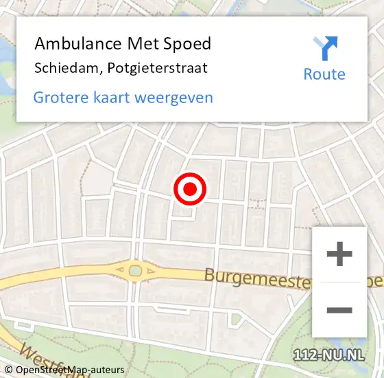 Locatie op kaart van de 112 melding: Ambulance Met Spoed Naar Schiedam, Potgieterstraat op 26 februari 2024 23:50