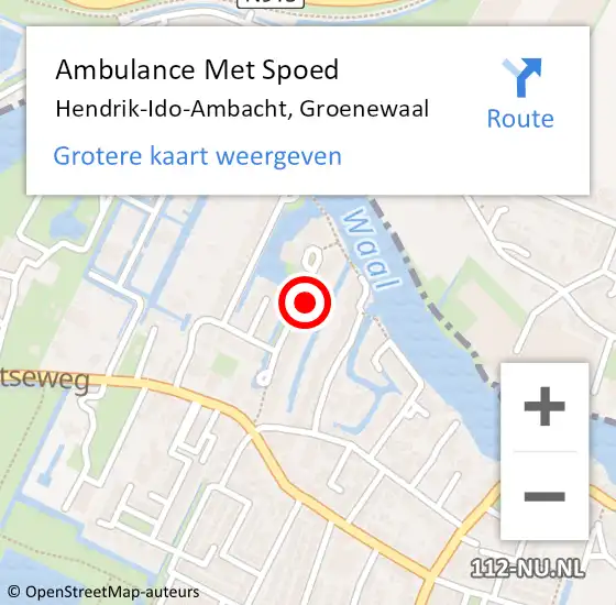 Locatie op kaart van de 112 melding: Ambulance Met Spoed Naar Hendrik-Ido-Ambacht, Groenewaal op 26 februari 2024 23:59