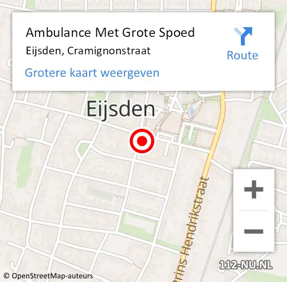 Locatie op kaart van de 112 melding: Ambulance Met Grote Spoed Naar Eijsden, Cramignonstraat op 27 september 2014 09:32