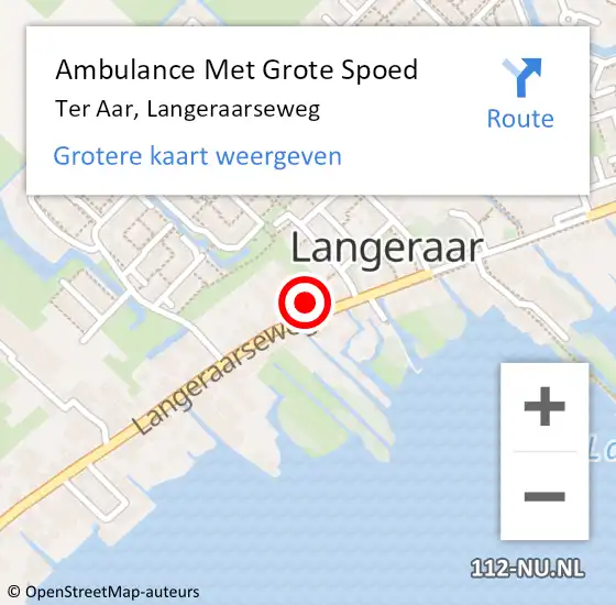 Locatie op kaart van de 112 melding: Ambulance Met Grote Spoed Naar Ter Aar, Langeraarseweg op 27 september 2014 09:36