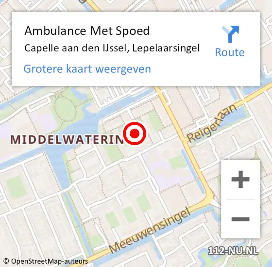 Locatie op kaart van de 112 melding: Ambulance Met Spoed Naar Capelle aan den IJssel, Lepelaarsingel op 27 februari 2024 03:42