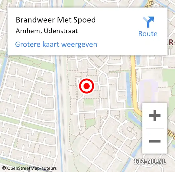 Locatie op kaart van de 112 melding: Brandweer Met Spoed Naar Arnhem, Udenstraat op 27 februari 2024 04:54