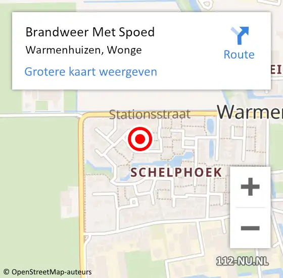 Locatie op kaart van de 112 melding: Brandweer Met Spoed Naar Warmenhuizen, Wonge op 27 februari 2024 05:55