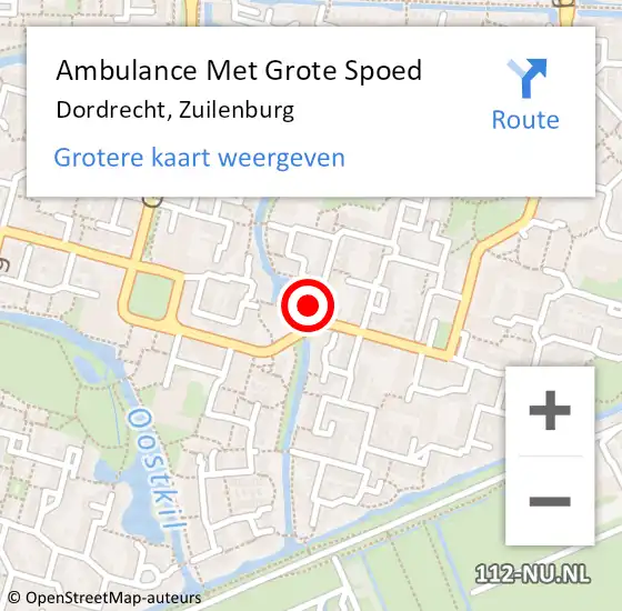 Locatie op kaart van de 112 melding: Ambulance Met Grote Spoed Naar Dordrecht, Zuilenburg op 27 februari 2024 06:24