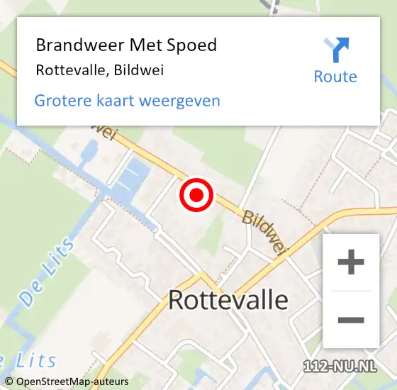 Locatie op kaart van de 112 melding: Brandweer Met Spoed Naar Rottevalle, Bildwei op 27 februari 2024 06:31
