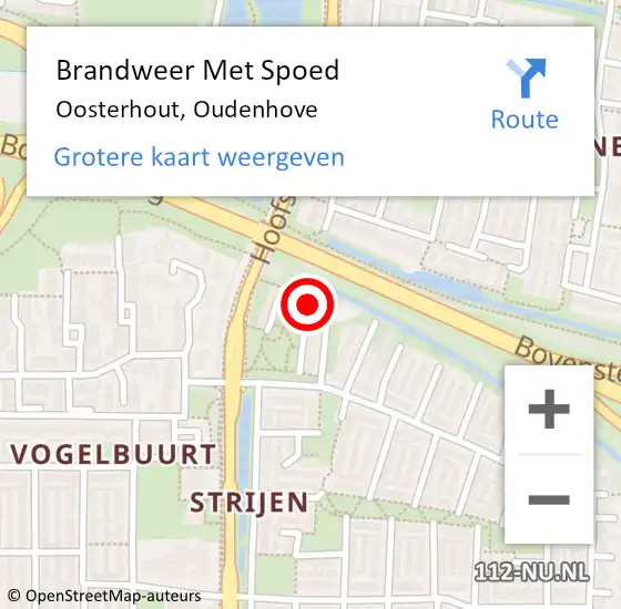 Locatie op kaart van de 112 melding: Brandweer Met Spoed Naar Oosterhout, Oudenhove op 27 februari 2024 07:18