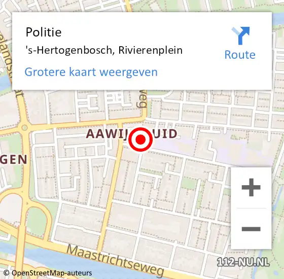 Locatie op kaart van de 112 melding: Politie 's-Hertogenbosch, Rivierenplein op 27 februari 2024 07:56