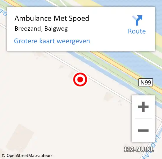 Locatie op kaart van de 112 melding: Ambulance Met Spoed Naar Breezand, Balgweg op 27 februari 2024 07:58