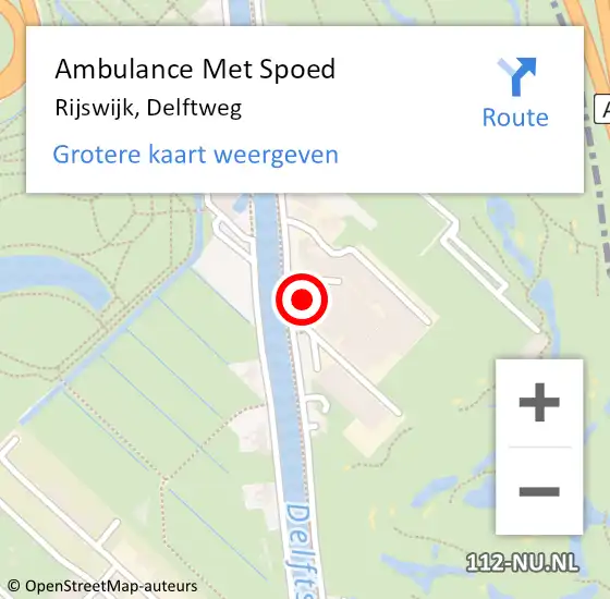 Locatie op kaart van de 112 melding: Ambulance Met Spoed Naar Rijswijk, Delftweg op 27 februari 2024 08:05