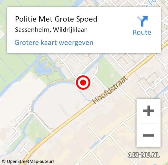 Locatie op kaart van de 112 melding: Politie Met Grote Spoed Naar Sassenheim, Wildrijklaan op 27 februari 2024 08:19