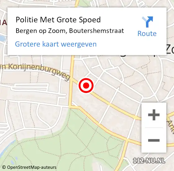 Locatie op kaart van de 112 melding: Politie Met Grote Spoed Naar Bergen op Zoom, Boutershemstraat op 27 februari 2024 08:29