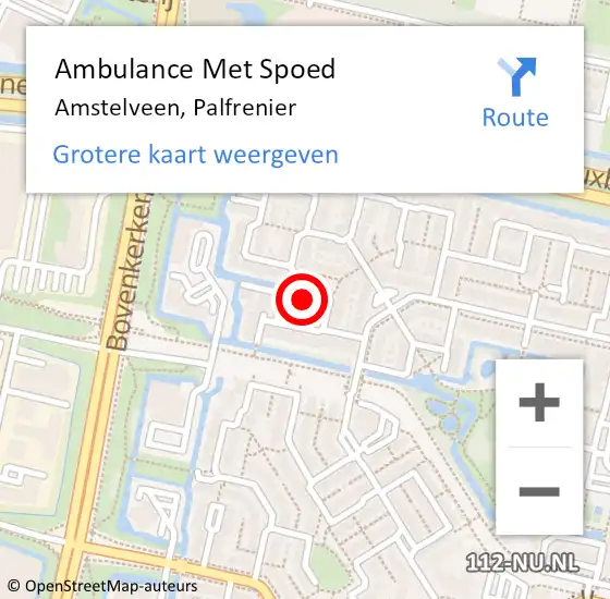 Locatie op kaart van de 112 melding: Ambulance Met Spoed Naar Amstelveen, Palfrenier op 27 februari 2024 08:34