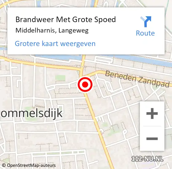 Locatie op kaart van de 112 melding: Brandweer Met Grote Spoed Naar Middelharnis, Langeweg op 27 februari 2024 08:55