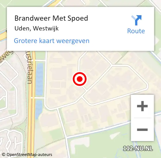 Locatie op kaart van de 112 melding: Brandweer Met Spoed Naar Uden, Westwijk op 27 februari 2024 09:06