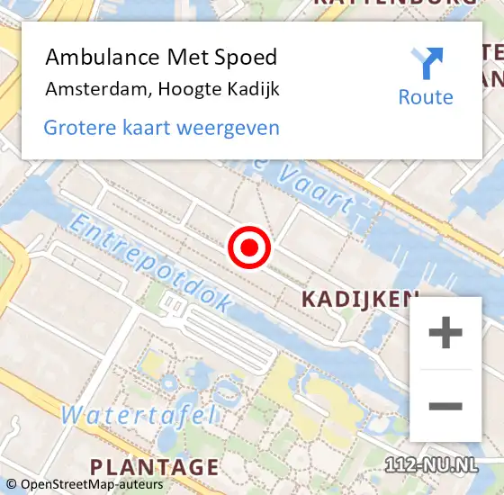 Locatie op kaart van de 112 melding: Ambulance Met Spoed Naar Amsterdam, Hoogte Kadijk op 27 februari 2024 09:15