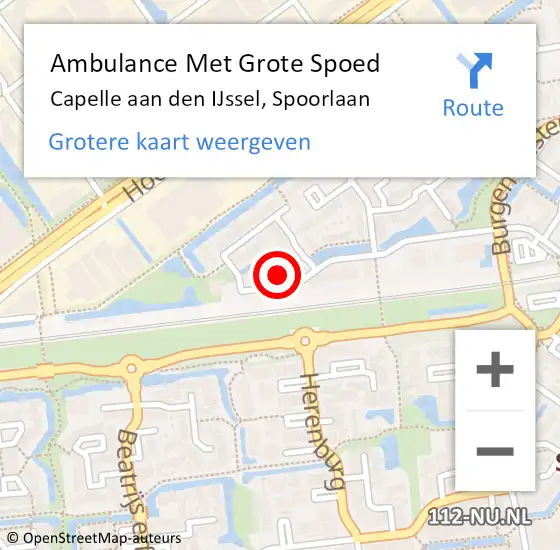 Locatie op kaart van de 112 melding: Ambulance Met Grote Spoed Naar Capelle aan den IJssel, Spoorlaan op 27 februari 2024 09:16