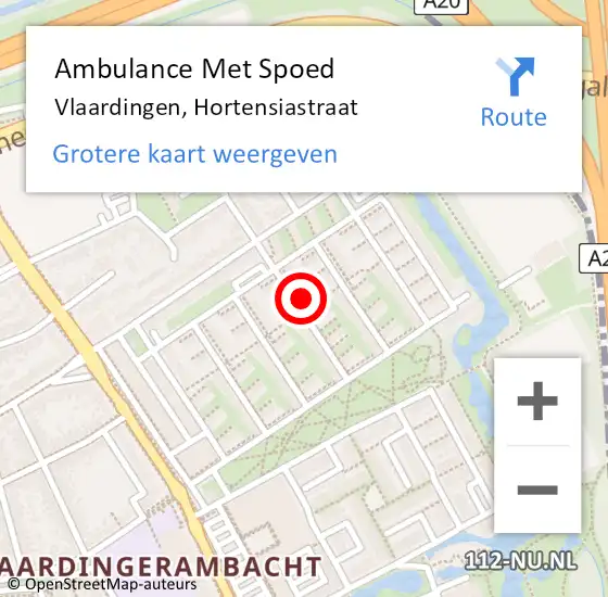 Locatie op kaart van de 112 melding: Ambulance Met Spoed Naar Vlaardingen, Hortensiastraat op 27 februari 2024 09:32