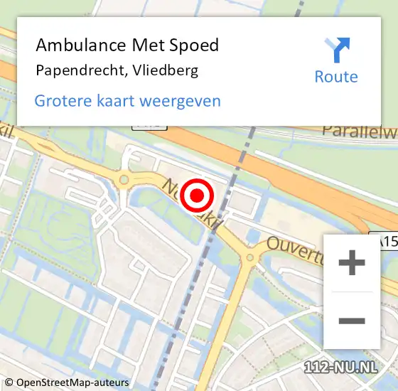 Locatie op kaart van de 112 melding: Ambulance Met Spoed Naar Papendrecht, Vliedberg op 27 februari 2024 09:33