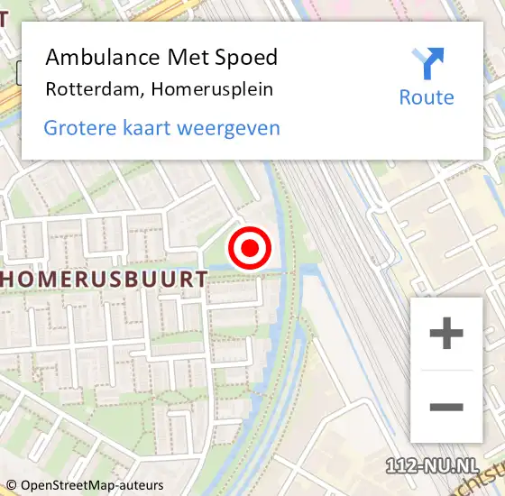 Locatie op kaart van de 112 melding: Ambulance Met Spoed Naar Rotterdam, Homerusplein op 27 februari 2024 09:38