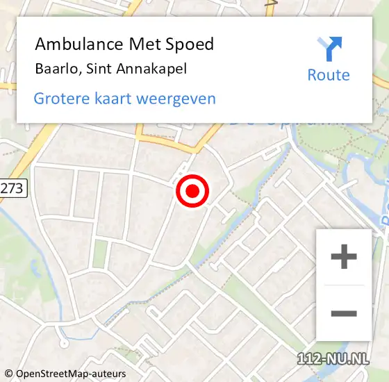 Locatie op kaart van de 112 melding: Ambulance Met Spoed Naar Baarlo, Sint Annakapel op 27 september 2014 10:00