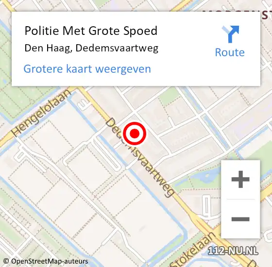 Locatie op kaart van de 112 melding: Politie Met Grote Spoed Naar Den Haag, Dedemsvaartweg op 27 februari 2024 09:58