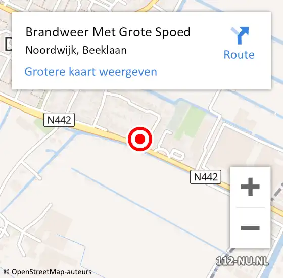 Locatie op kaart van de 112 melding: Brandweer Met Grote Spoed Naar Noordwijk, Beeklaan op 27 februari 2024 10:00