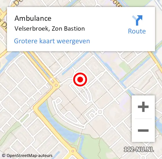 Locatie op kaart van de 112 melding: Ambulance Velserbroek, Zon Bastion op 27 februari 2024 10:06