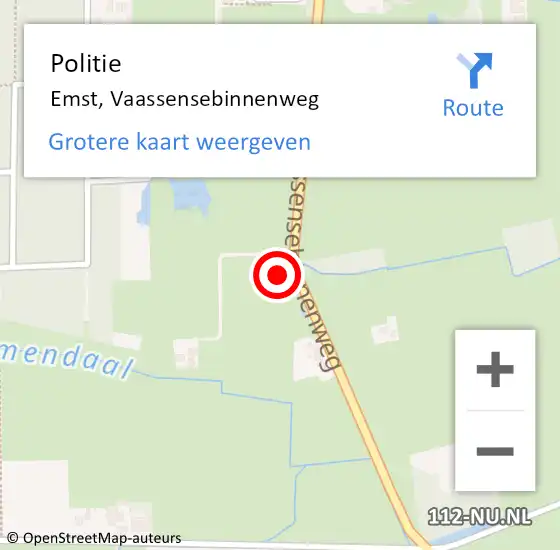 Locatie op kaart van de 112 melding: Politie Emst, Vaassensebinnenweg op 27 februari 2024 10:09