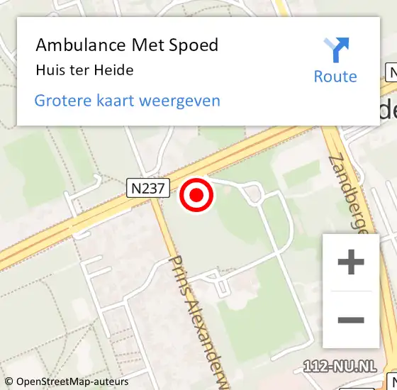 Locatie op kaart van de 112 melding: Ambulance Met Spoed Naar Huis ter Heide op 27 februari 2024 10:23