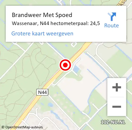 Locatie op kaart van de 112 melding: Brandweer Met Spoed Naar Wassenaar, N44 hectometerpaal: 24,5 op 27 februari 2024 10:44