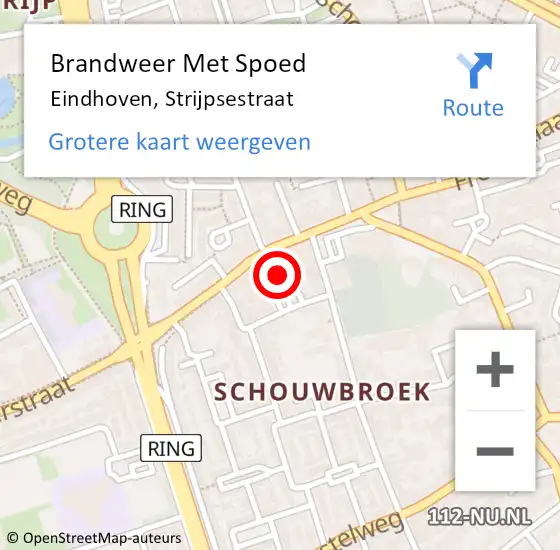 Locatie op kaart van de 112 melding: Brandweer Met Spoed Naar Eindhoven, Strijpsestraat op 27 februari 2024 10:58