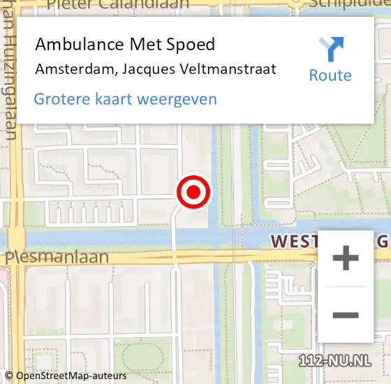 Locatie op kaart van de 112 melding: Ambulance Met Spoed Naar Amsterdam, Jacques Veltmanstraat op 27 februari 2024 11:00