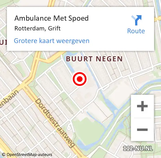 Locatie op kaart van de 112 melding: Ambulance Met Spoed Naar Rotterdam, Grift op 27 februari 2024 11:37