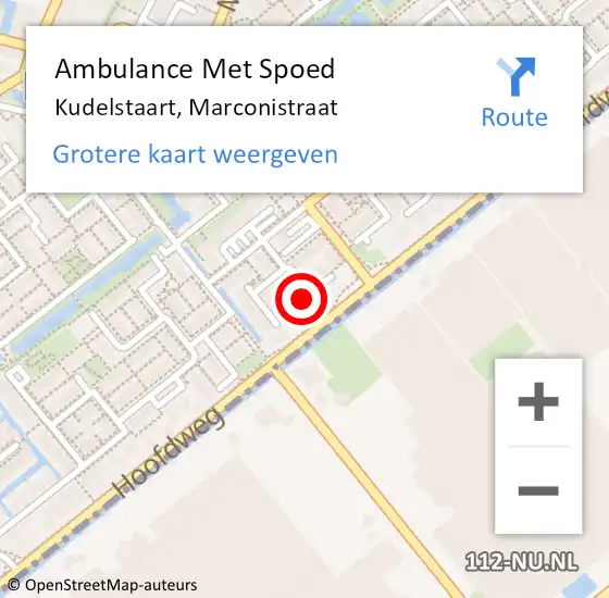 Locatie op kaart van de 112 melding: Ambulance Met Spoed Naar Kudelstaart, Marconistraat op 27 februari 2024 11:55