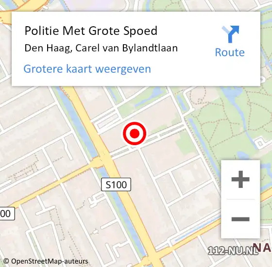 Locatie op kaart van de 112 melding: Politie Met Grote Spoed Naar Den Haag, Carel van Bylandtlaan op 27 februari 2024 12:17