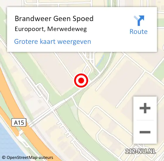 Locatie op kaart van de 112 melding: Brandweer Geen Spoed Naar Europoort, Merwedeweg op 27 februari 2024 12:57