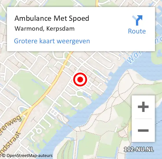 Locatie op kaart van de 112 melding: Ambulance Met Spoed Naar Warmond, Kerpsdam op 27 februari 2024 12:59