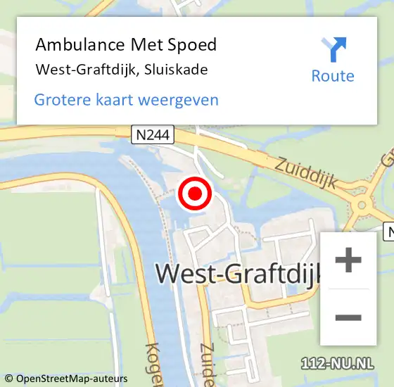 Locatie op kaart van de 112 melding: Ambulance Met Spoed Naar West-Graftdijk, Sluiskade op 27 februari 2024 13:04