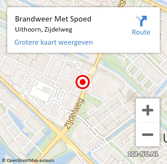 Locatie op kaart van de 112 melding: Brandweer Met Spoed Naar Uithoorn, Zijdelweg op 27 februari 2024 13:22