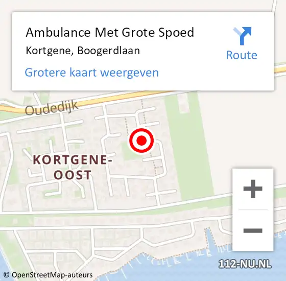 Locatie op kaart van de 112 melding: Ambulance Met Grote Spoed Naar Kortgene, Boogerdlaan op 27 september 2014 10:37