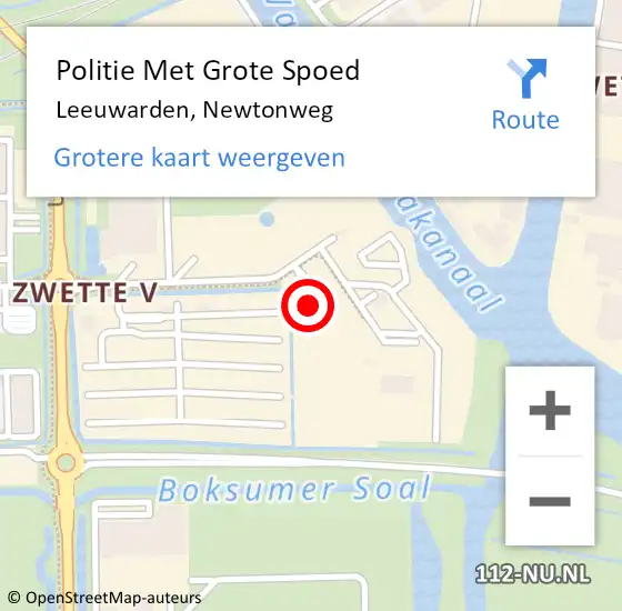 Locatie op kaart van de 112 melding: Politie Met Grote Spoed Naar Leeuwarden, Newtonweg op 27 februari 2024 13:49