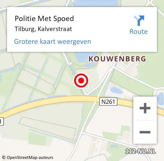 Locatie op kaart van de 112 melding: Politie Met Spoed Naar Tilburg, Kalverstraat op 27 februari 2024 13:49