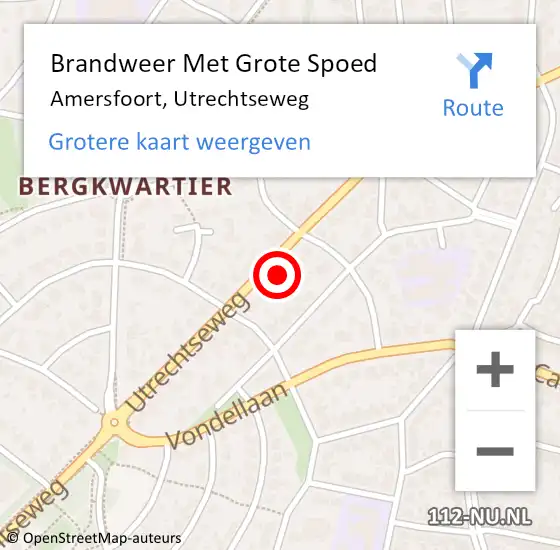 Locatie op kaart van de 112 melding: Brandweer Met Grote Spoed Naar Amersfoort, Utrechtseweg op 27 februari 2024 13:51
