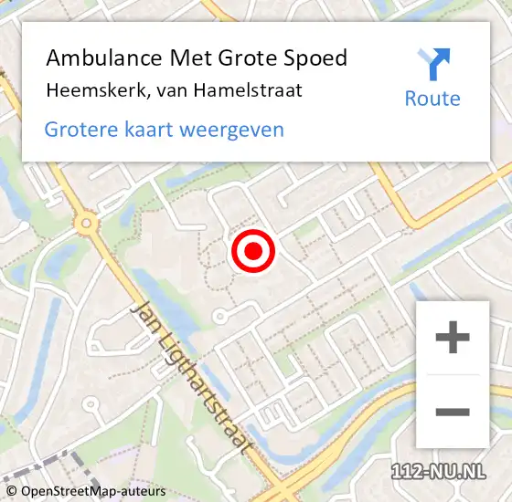 Locatie op kaart van de 112 melding: Ambulance Met Grote Spoed Naar Heemskerk, van Hamelstraat op 27 februari 2024 13:53